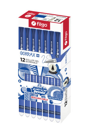 CAJA de 12 boligrafos roller borrable Filgo Borrax SE color azul