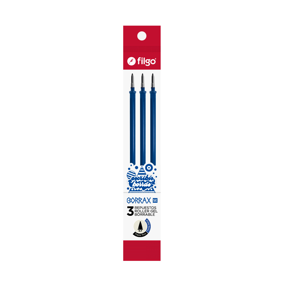Cartucho x3u. Filgo Borrax SE color azul para boligrafo borrable