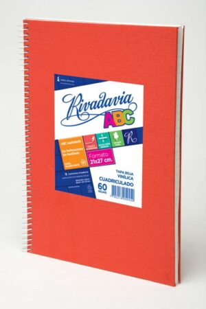 Cuaderno 21x27 con Espiral ABC Rivadavia T/Dura CUADRICULADO 60H. Rojo