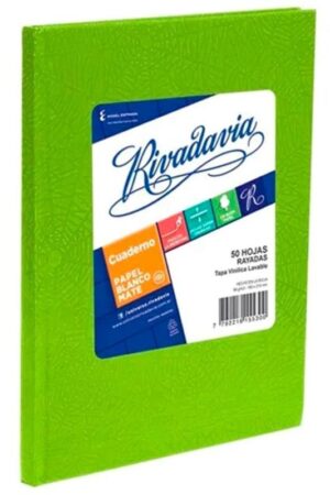 Cuaderno 19x23.5 ABC Rivadavia T/Dura Rayado 50H. Verde Manzana