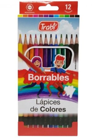 Lapices de colores BORRABLES Trabi x12u.