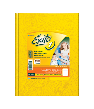 Cuaderno 16x21 Exito E1 T/Dura Rayado 48H. Amarillo