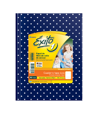 Cuaderno 16x21 Exito E1 T/Dura Rayado 48H. Lunares Azul