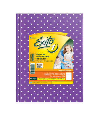 Cuaderno 16x21 Exito E1 T/Dura Rayado 48H. Lunares Lila/Violeta