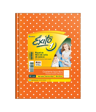 Cuaderno 16x21 Exito E1 T/Dura Rayado 48H. Lunares Naranja