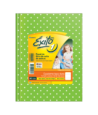 Cuaderno 16x21 Exito E1 T/Dura Rayado 48H. Lunares Verde Manzana