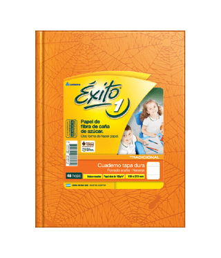 Cuaderno 16x21 Exito E1 T/Dura Rayado 48H. Naranja