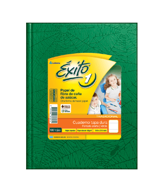 Cuaderno 16x21 Exito E1 T/Dura Rayado 100H. Verde