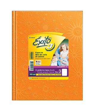 Cuaderno 19x24 Exito E3 T/Dura Rayado 100H. Naranja