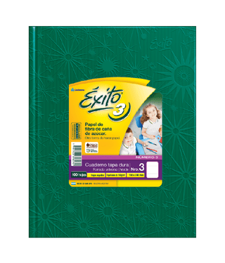 Cuaderno 19x24 Exito E3 T/Dura Rayado 100H. Verde
