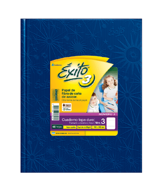 Cuaderno 19x24 Exito E3 T/Dura Rayado 48H. Azul