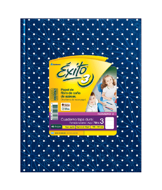 Cuaderno 19x24 Exito E3 T/Dura Rayado 48H. Lunares Azul