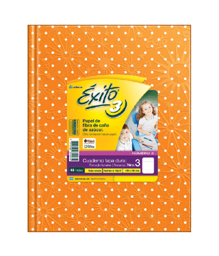 Cuaderno 19x24 Exito E3 T/Dura Rayado 48H. Lunares Naranja