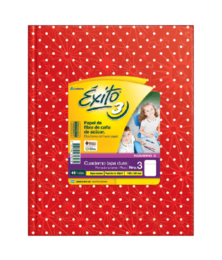 Cuaderno 19x24 Exito E3 T/Dura Rayado 48H. Lunares Rojo