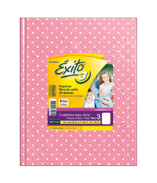 Cuaderno 19x24 Exito E3 T/Dura Rayado 48H. Lunares Rosa