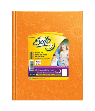 Cuaderno 19x24 Exito E3 T/Dura Rayado 48H. Naranja