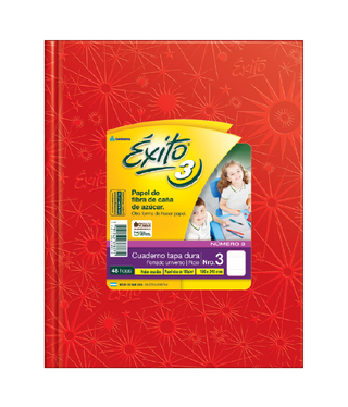 Cuaderno 19x24 Exito E3 T/Dura Rayado 48H. Rojo