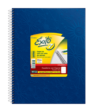 Cuaderno 21x27 con Espiral Exito E7/Triunfante T/Dura Rayado 100H. Azul