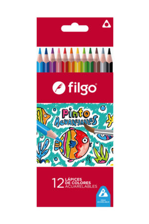 Lapices de colores ACUARELABLES Filgo largos x12u.