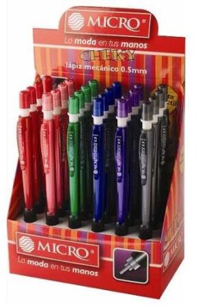 Lapiz mecanico retractil / portaminas ROSA Micro Cheky c/goma 0.5mm