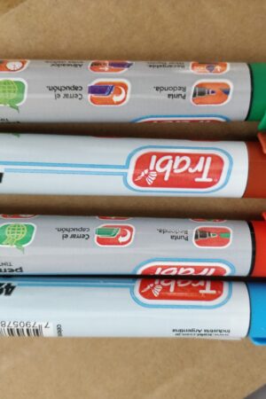 4 Marcadores gruesos Verde, Marron, Rojo, Celeste