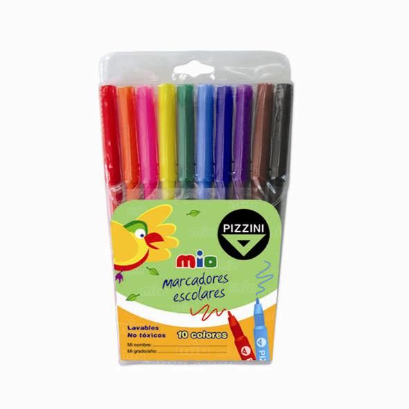 Marcadores escolares PIZZINI x 10u.